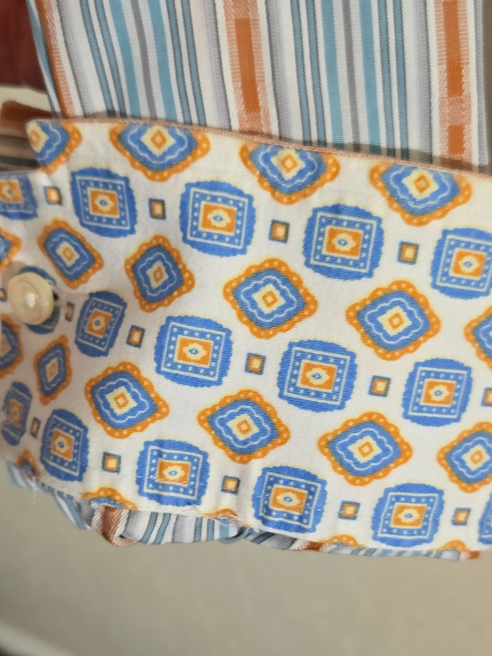 Robert Graham Striped Button-Down Shirt in Blue and Orange